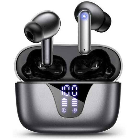 Wireless Bluetooth Earbuds 50H Playtime Mic Waterproof LED Display Black - Picture 7 of 7